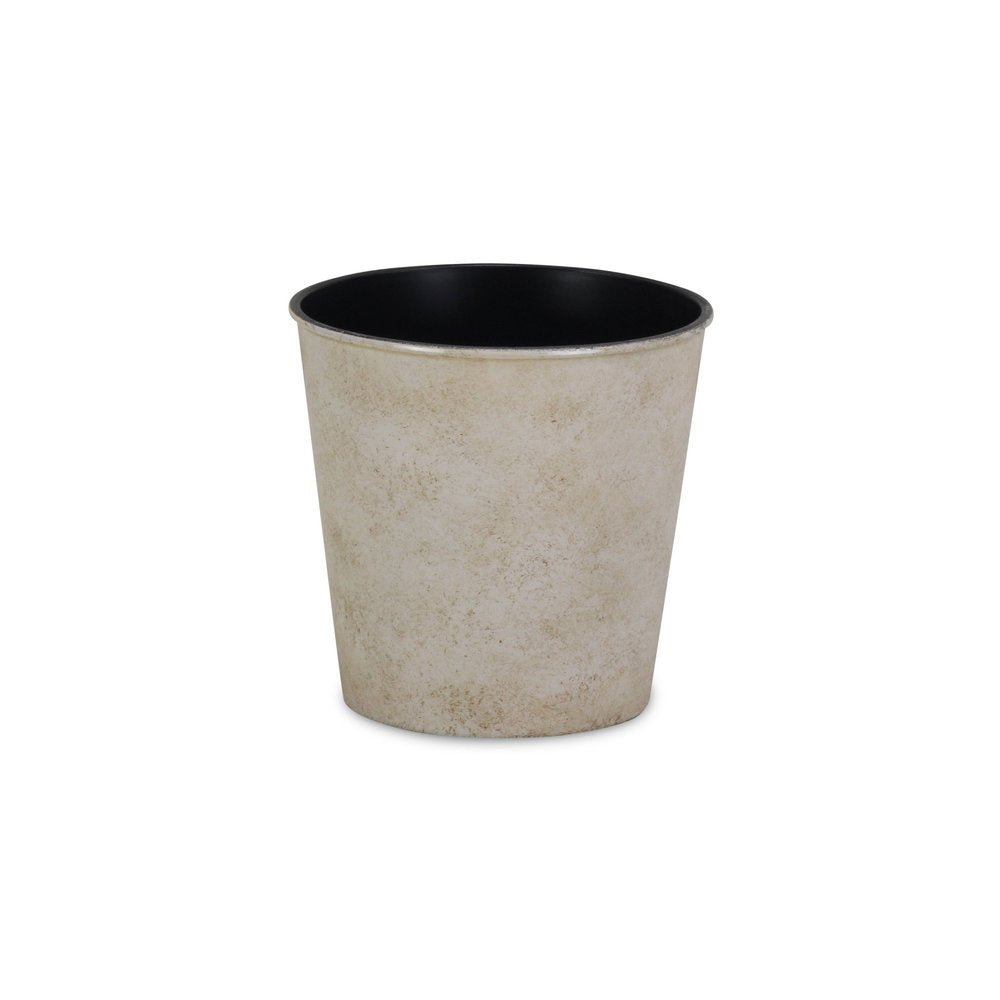 5" Cream Recycled Plastic Indoor Outdoor Round Pot Planter HomeRoots