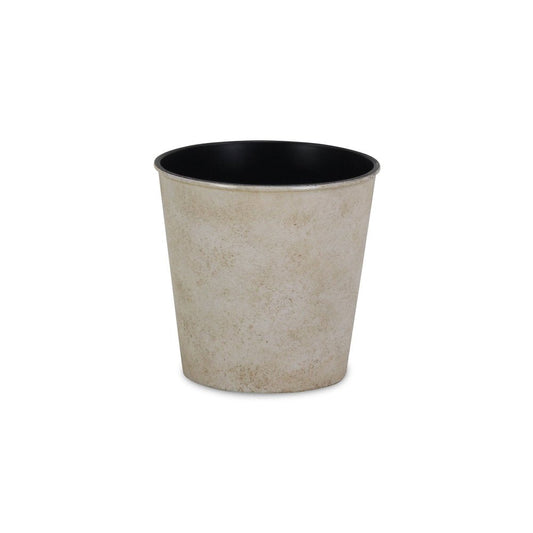 5" Cream Recycled Plastic Indoor Outdoor Round Pot Planter HomeRoots