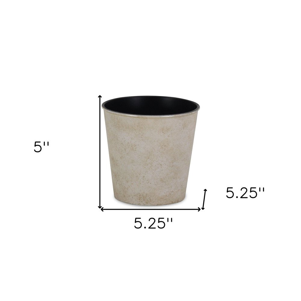 5" Cream Recycled Plastic Indoor Outdoor Round Pot Planter HomeRoots