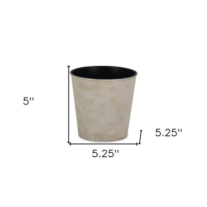 5" Cream Recycled Plastic Indoor Outdoor Round Pot Planter HomeRoots