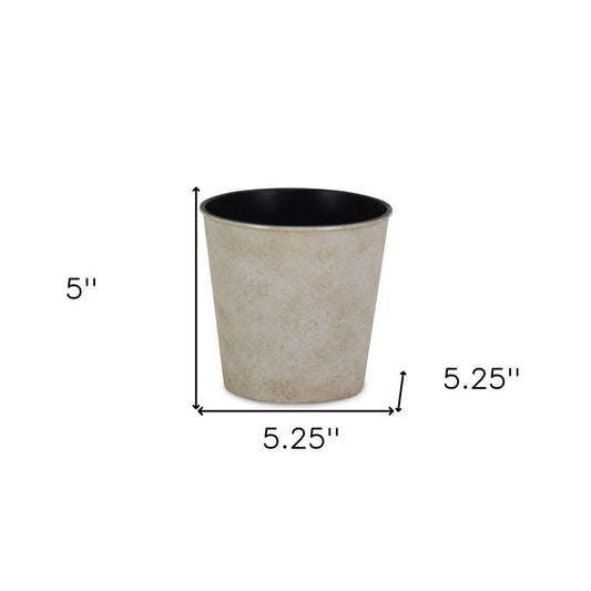 5" Cream Recycled Plastic Indoor Outdoor Round Pot Planter HomeRoots