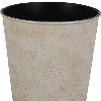 5" Cream Recycled Plastic Indoor Outdoor Round Pot Planter HomeRoots