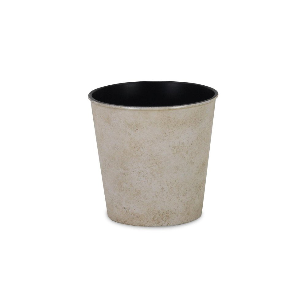 5" Cream Recycled Plastic Indoor Outdoor Round Pot Planter HomeRoots