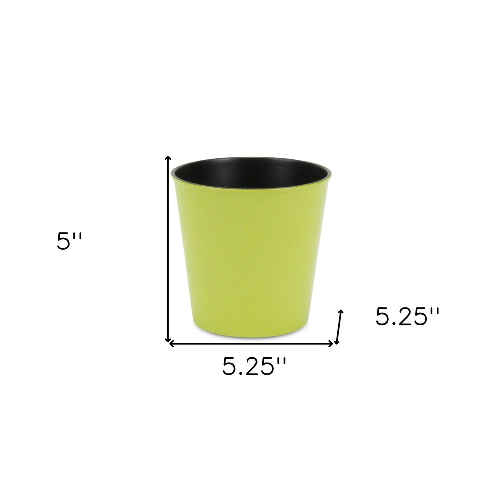 5" Lime Green Recycled Plastic Indoor Outdoor Round Pot Planter HomeRoots