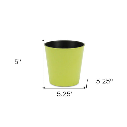 5" Lime Green Recycled Plastic Indoor Outdoor Round Pot Planter HomeRoots