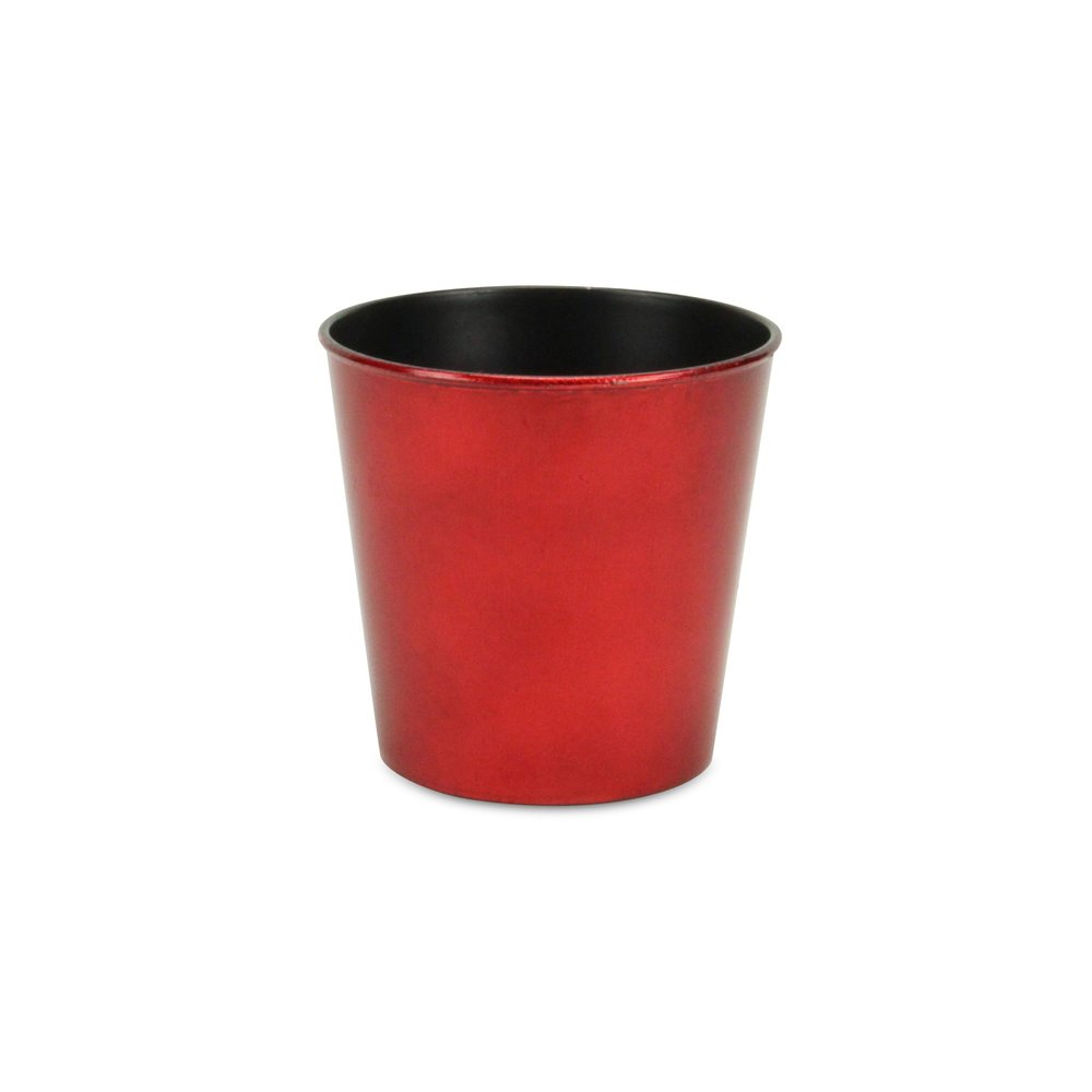 5" Red Recycled Plastic Indoor Outdoor Round Pot Planter HomeRoots