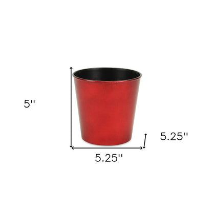 5" Red Recycled Plastic Indoor Outdoor Round Pot Planter HomeRoots