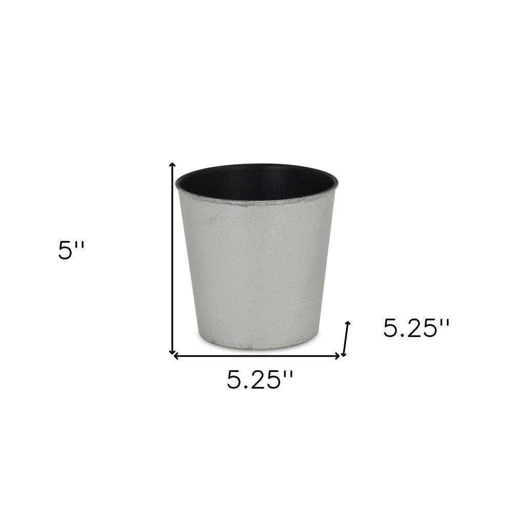 5" Silver Recycled Plastic Indoor Outdoor Round Pot Planter HomeRoots