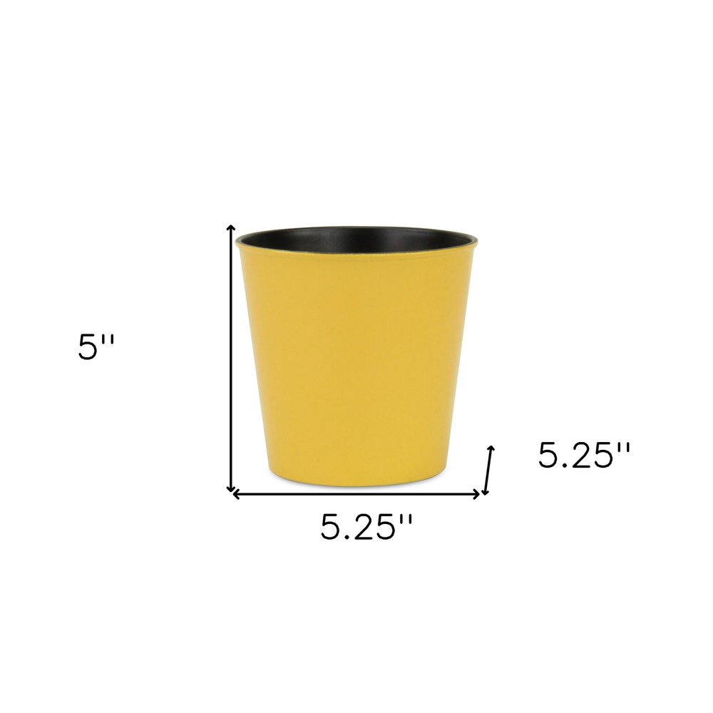 5" Yellow Recycled Plastic Indoor Outdoor Round Pot Planter HomeRoots