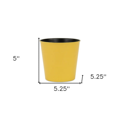5" Yellow Recycled Plastic Indoor Outdoor Round Pot Planter HomeRoots
