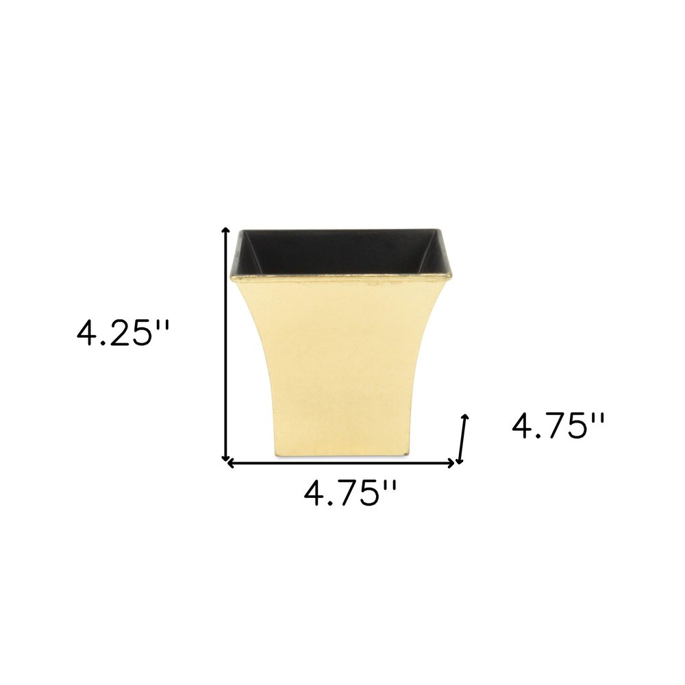 5" Gold Recycled Plastic Indoor Outdoor Square Pot Planter HomeRoots