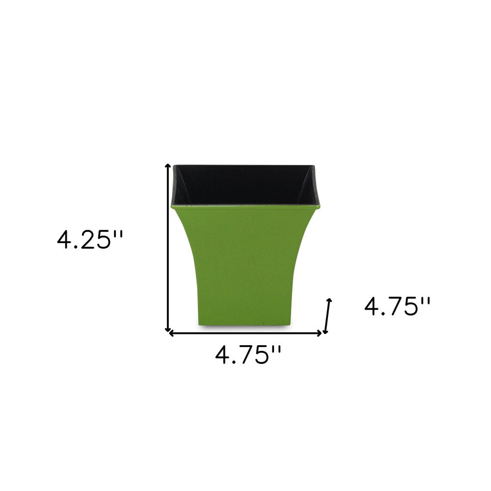 5" Lime Green Recycled Plastic Indoor Outdoor Square Pot Planter HomeRoots