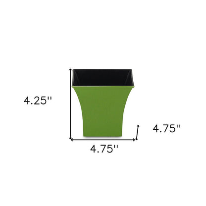 5" Lime Green Recycled Plastic Indoor Outdoor Square Pot Planter HomeRoots