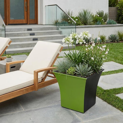 5" Lime Green Recycled Plastic Indoor Outdoor Square Pot Planter HomeRoots