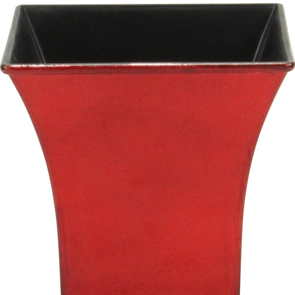 5" Red Recycled Plastic Indoor Outdoor Square Pot Planter HomeRoots