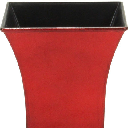 5" Red Recycled Plastic Indoor Outdoor Square Pot Planter HomeRoots