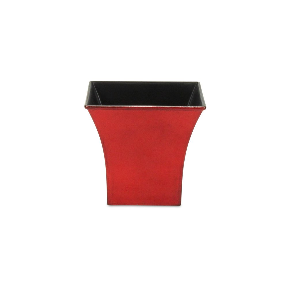 5" Red Recycled Plastic Indoor Outdoor Square Pot Planter HomeRoots