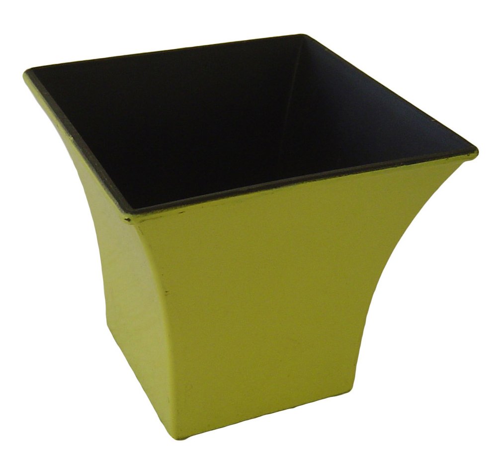 5" Yellow Recycled Plastic Indoor Outdoor Square Pot Planter HomeRoots
