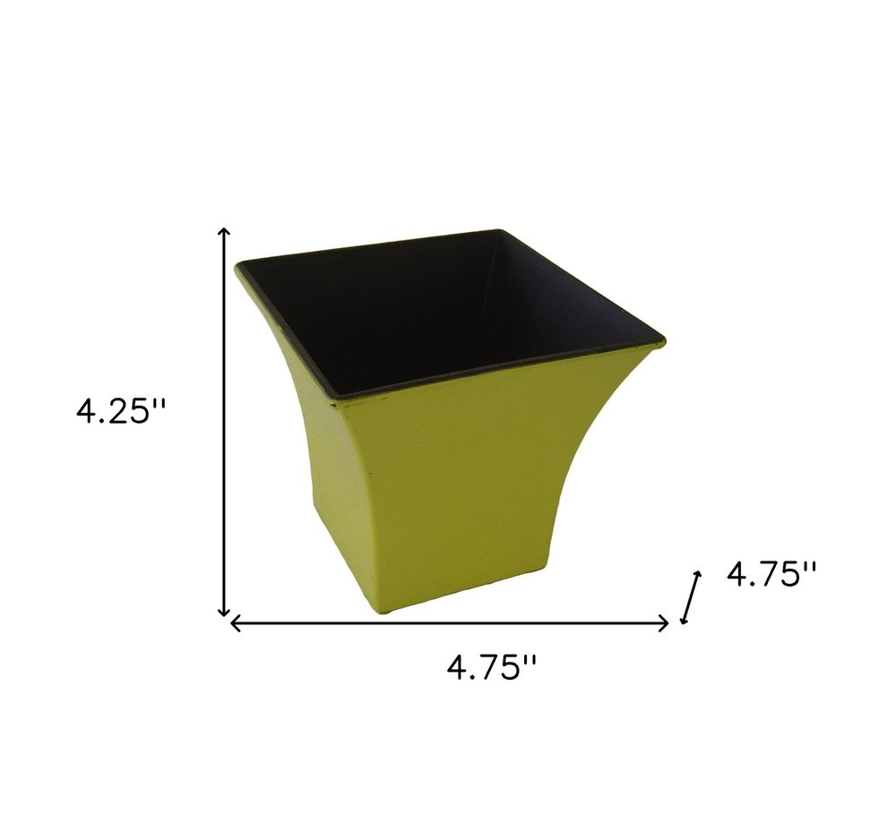 5" Yellow Recycled Plastic Indoor Outdoor Square Pot Planter HomeRoots
