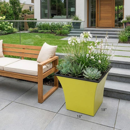 5" Yellow Recycled Plastic Indoor Outdoor Square Pot Planter HomeRoots