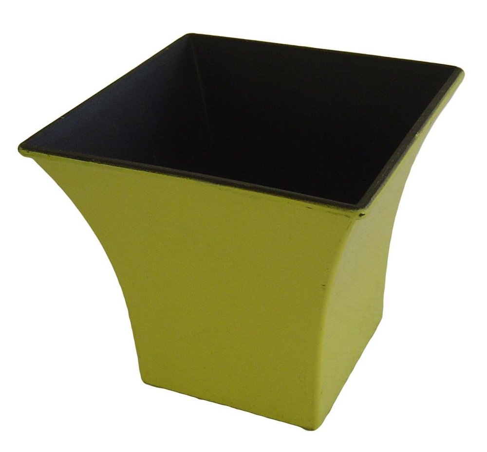 5" Yellow Recycled Plastic Indoor Outdoor Square Pot Planter HomeRoots