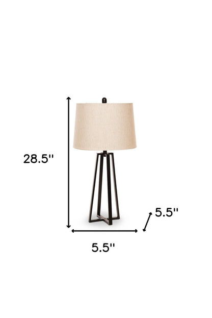 Set Of Two 29" Black Acrylic Table Lamps With Beige Empire Shade