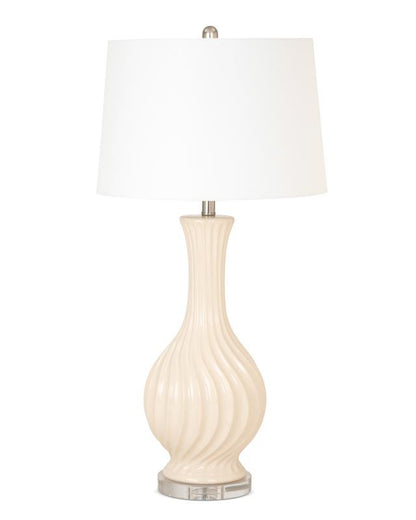 33" Ivory Curvy Ceramic Table Lamp With White Empire Shade