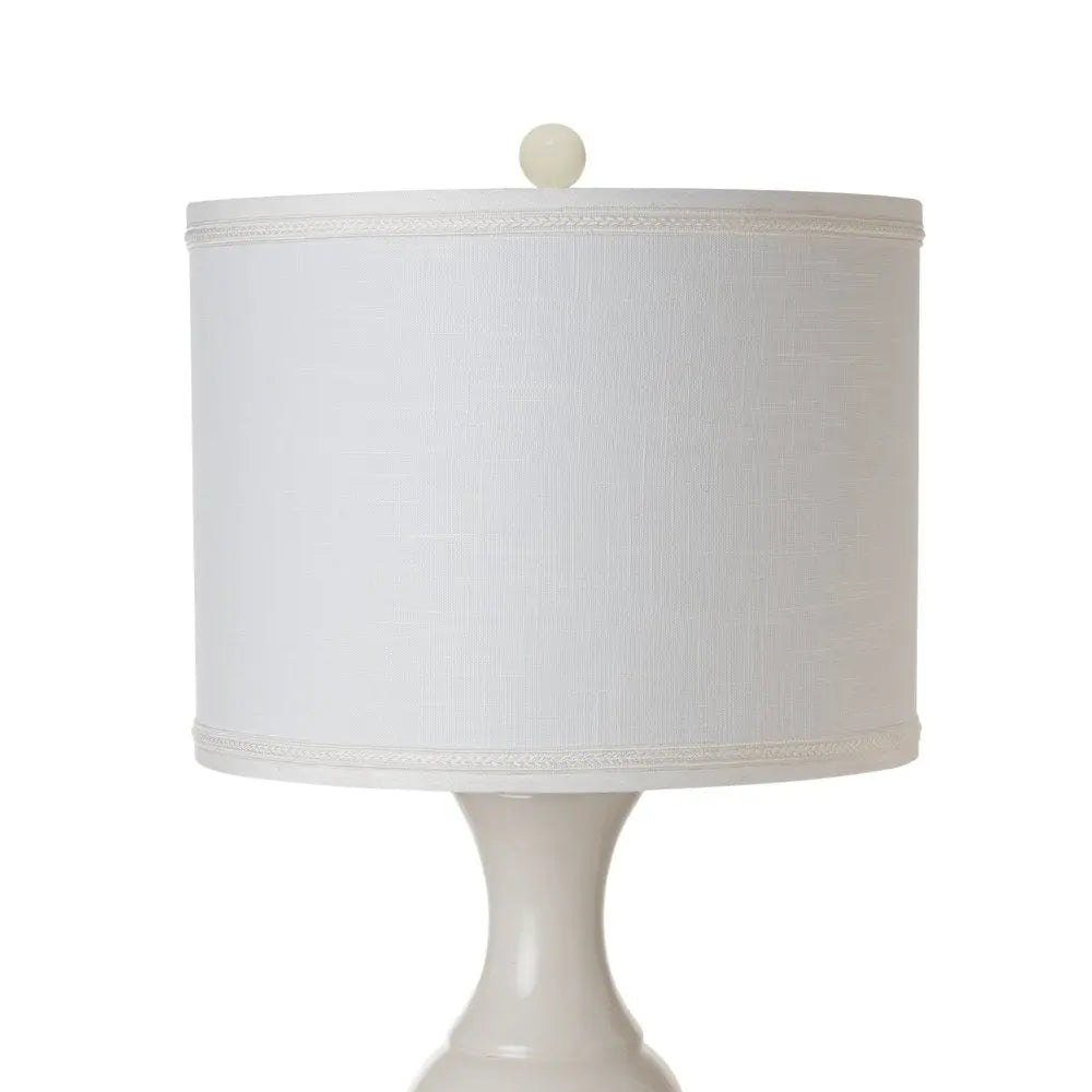 Set of Two 34" Off White Ceramic Gourd Table Lamp With Off White Drum Shade HomeRoots