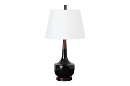 28" Black Ceramic Genie Table Lamp With White Shade HomeRoots