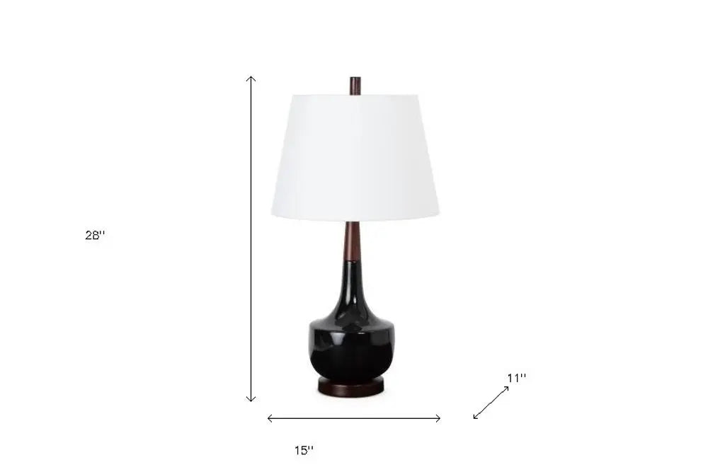28" Black Ceramic Genie Table Lamp With White Shade HomeRoots