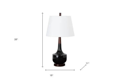 28" Black Ceramic Genie Table Lamp With White Shade HomeRoots
