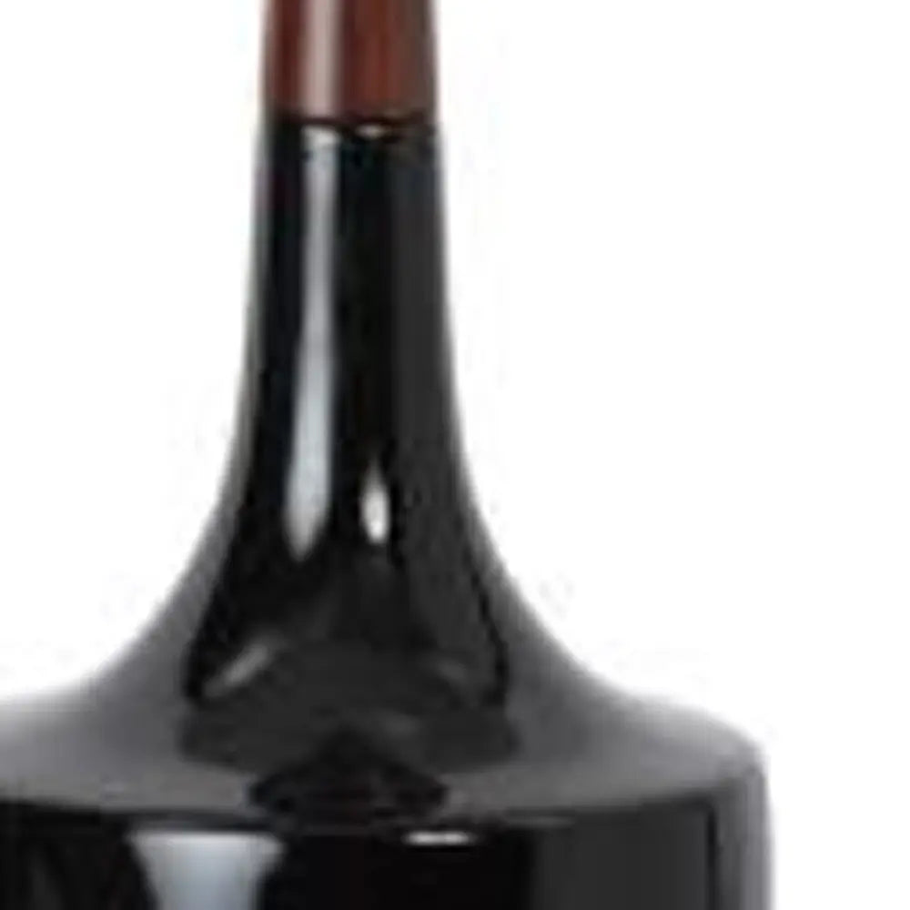 28" Black Ceramic Genie Table Lamp With White Shade HomeRoots