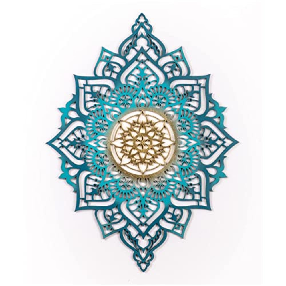 45" X 34" Turquoise Solid Wood Hanging Wall Decor — view 1
