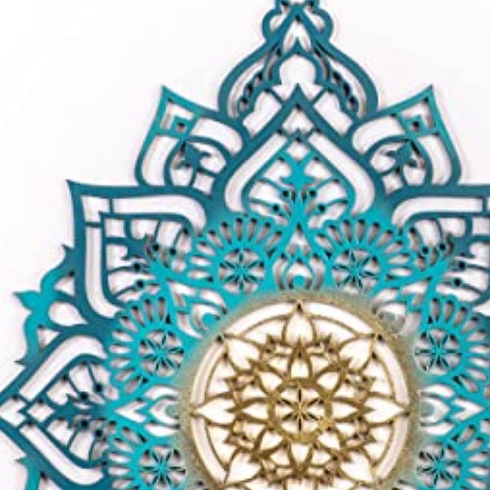 45" X 34" Turquoise Solid Wood Hanging Wall Decor — view 3