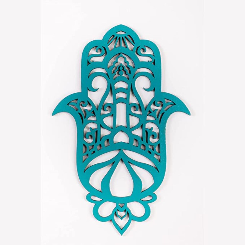 10" X 6" Turquoise Solid Wood Hanging Wall Decor — view 1