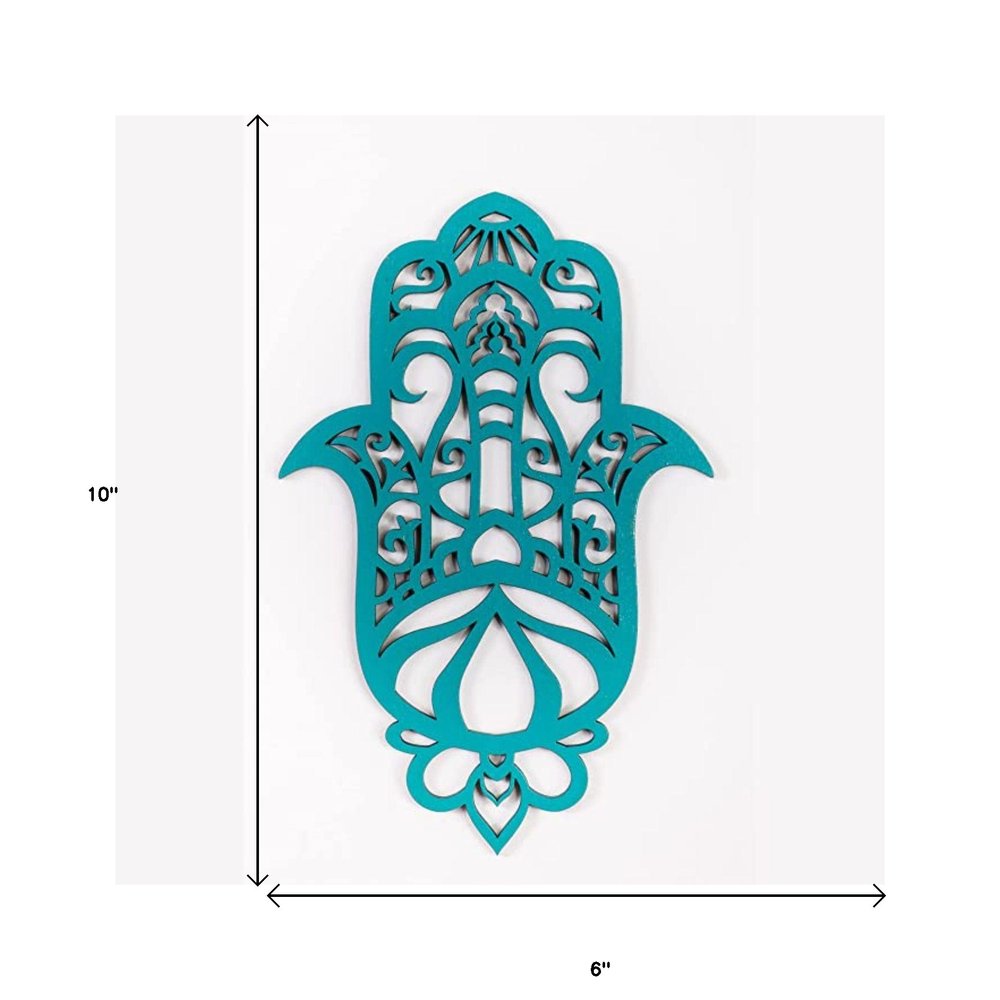 10" X 6" Turquoise Solid Wood Hanging Wall Decor — view 2