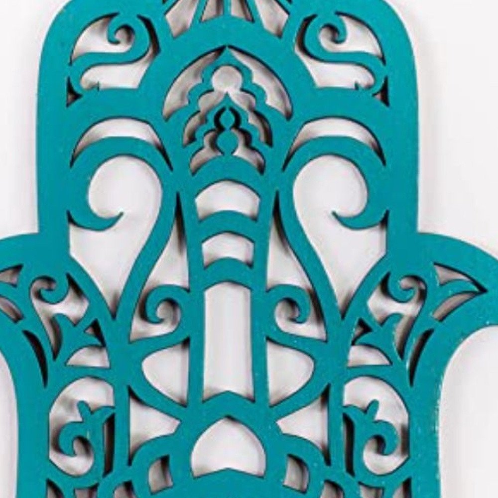 10" X 6" Turquoise Solid Wood Hanging Wall Decor — view 3