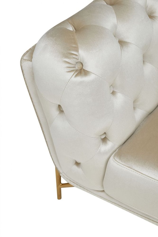 49" Beige And Gold Velvet Tufted Arm Chair HomeRoots