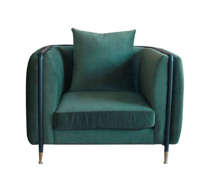 32" Green And Black Velvet Arm Chair HomeRoots