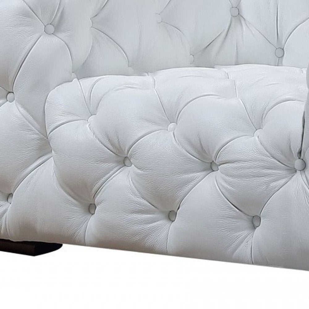 57" White And Black Top Grain Leather Tufted Arm Chair HomeRoots