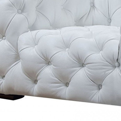 57" White And Black Top Grain Leather Tufted Arm Chair HomeRoots