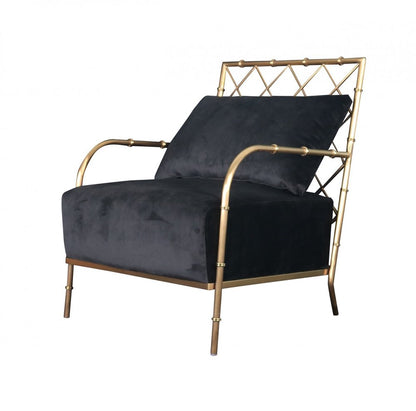 25" Black And Gold Velvet Arm Chair HomeRoots