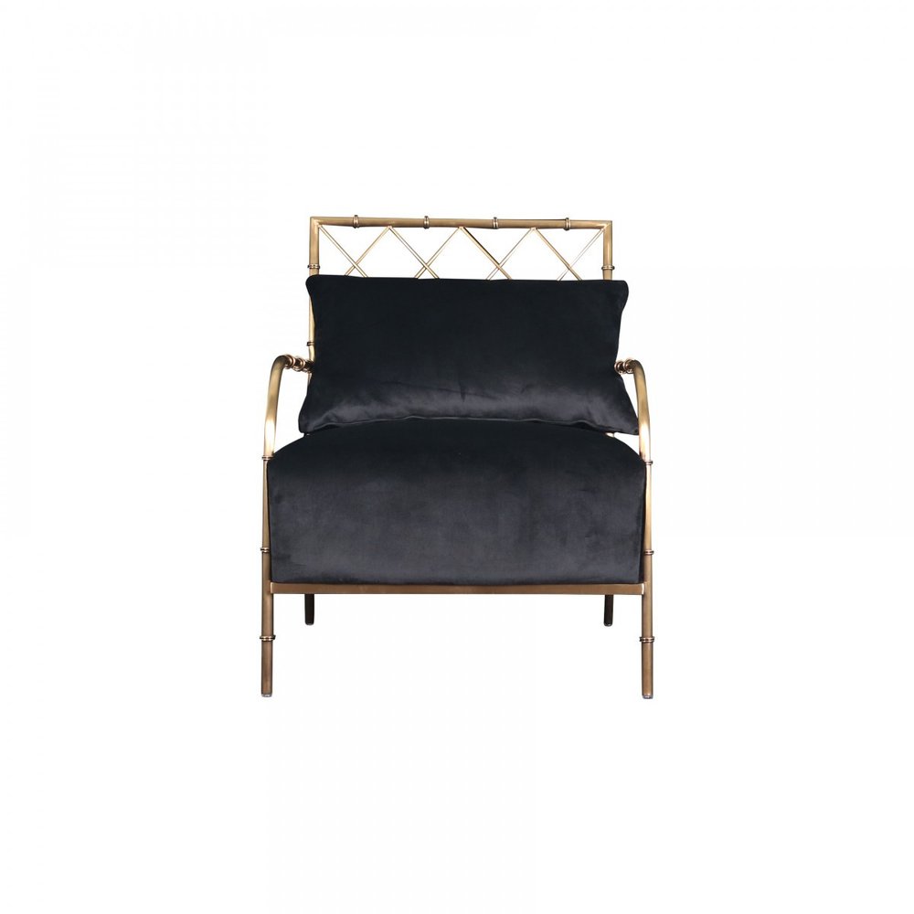 25" Black And Gold Velvet Arm Chair HomeRoots