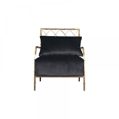 25" Black And Gold Velvet Arm Chair HomeRoots