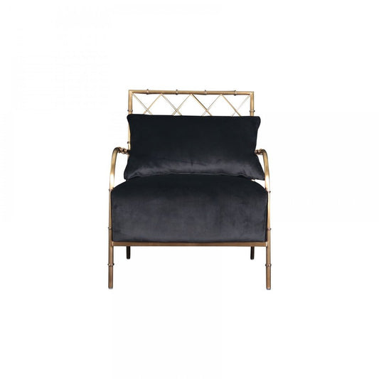 25" Black And Gold Velvet Arm Chair HomeRoots