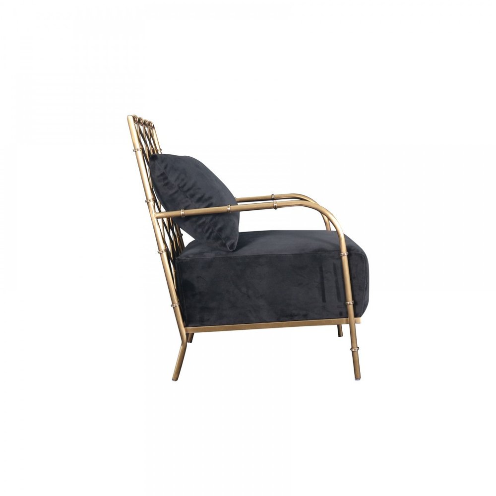 25" Black And Gold Velvet Arm Chair HomeRoots