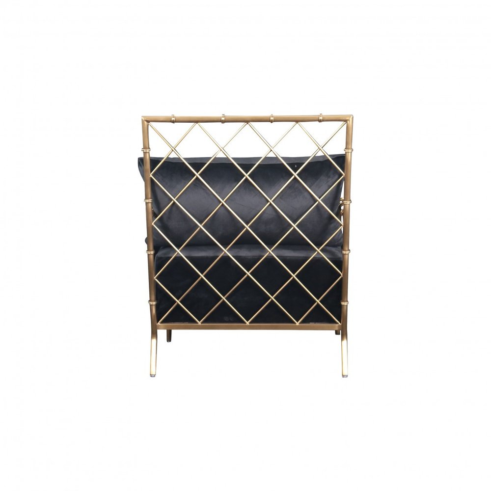 25" Black And Gold Velvet Arm Chair HomeRoots