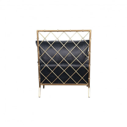 25" Black And Gold Velvet Arm Chair HomeRoots