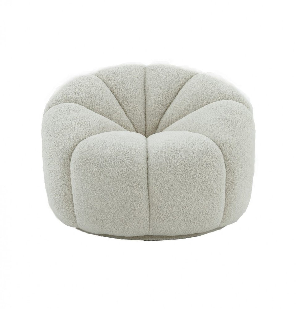 38" White Sherpa Lounge Chair HomeRoots