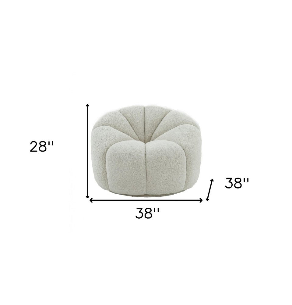 38" White Sherpa Lounge Chair HomeRoots